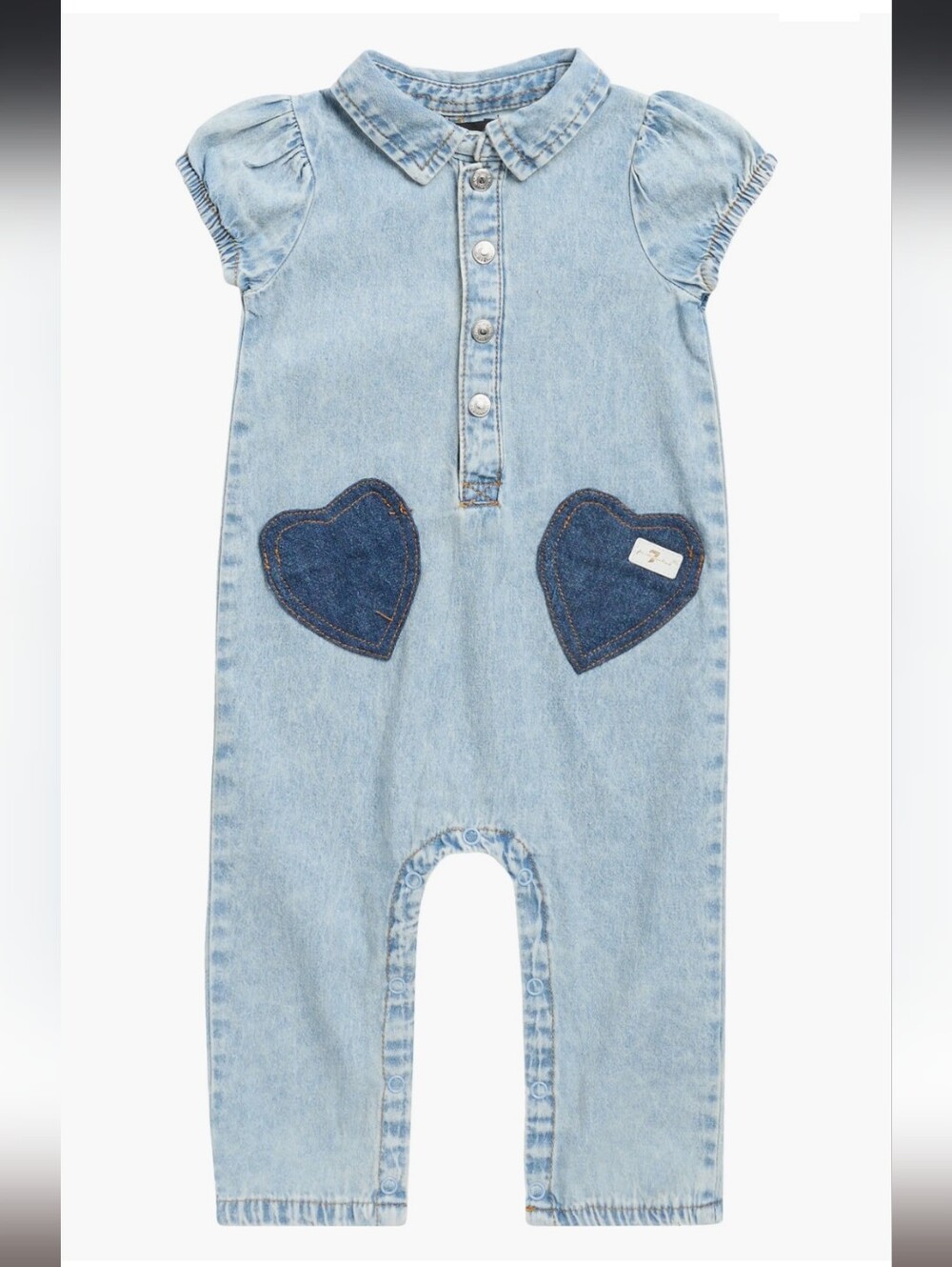 NWT 7 For All Mankind Heart Pocket Romper Baby 3-6 Months